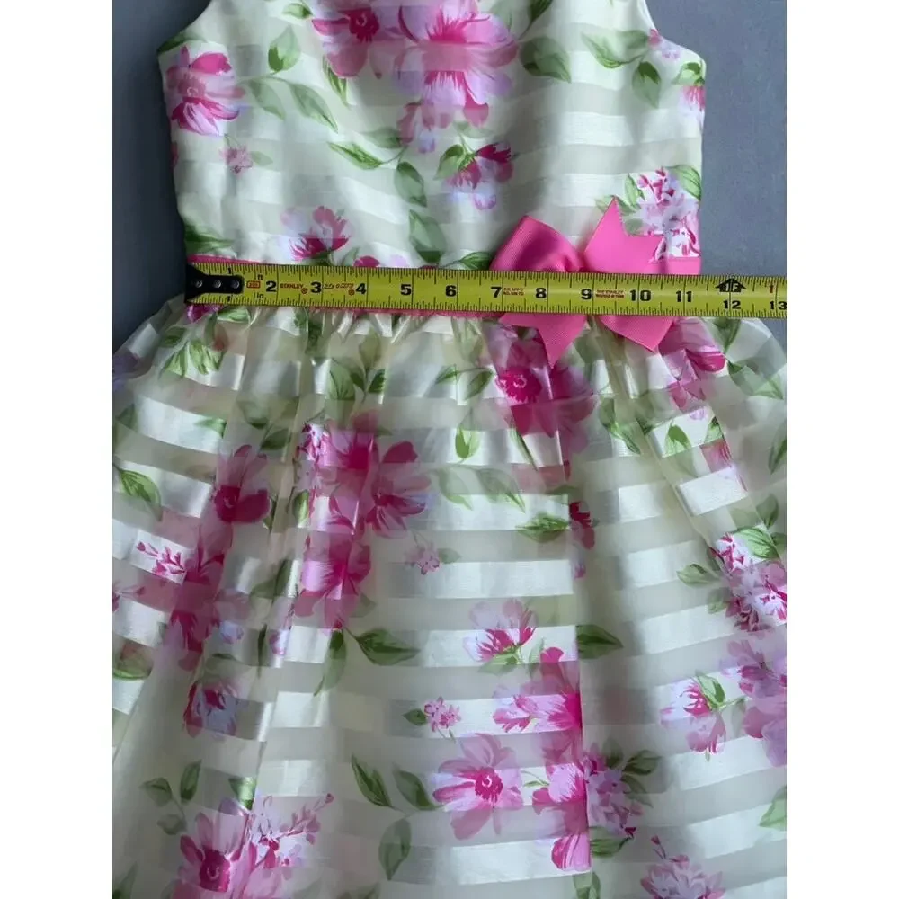 JONA MICHELLE YELLOW PINK FLORAL ORGANZA SPECIAL OCCASION GIRL’S DRESS - SIZE 8T